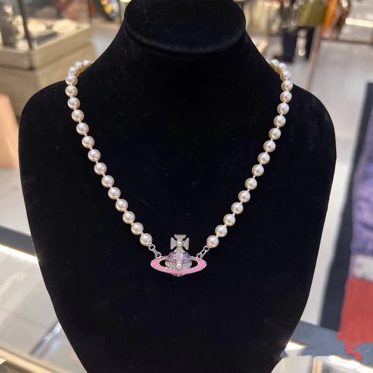 Vivienne Westwood Pink Pearl Necklace Bracelet