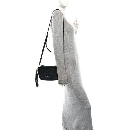 Pebbled Calfskin Small Soho Disco Bag Black
