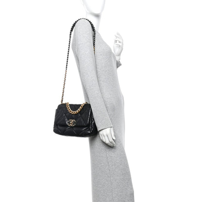 Lambskin Quilted Medium Chanel 19 Flap Black