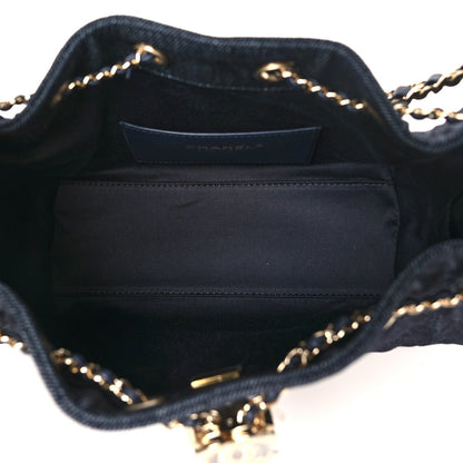 Denim Quilted Mini Chanel 25 Handbag Dark Blue