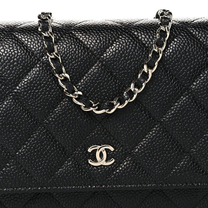 Caviar Quilted Wallet on Chain WOC Black