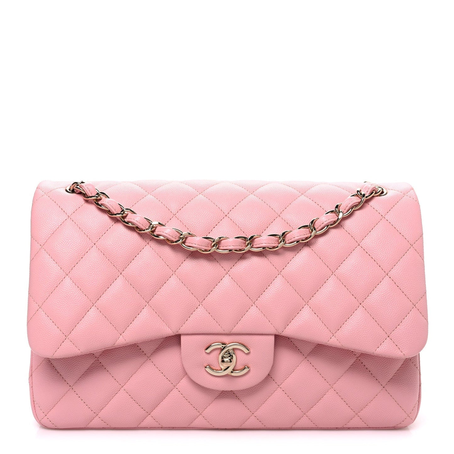 Caviar Quilted Jumbo Double Flap Pink