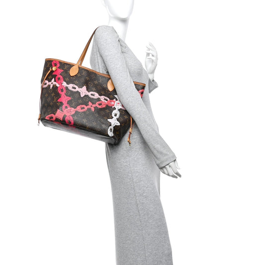 Monogram Bay Neverfull MM Rose Ballerine Poppy