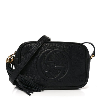 Pebbled Calfskin Small Soho Disco Bag Black