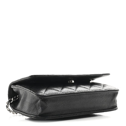 Caviar Quilted Wallet on Chain WOC Black