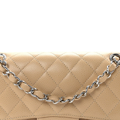 Caviar Quilted Small Double Flap Beige