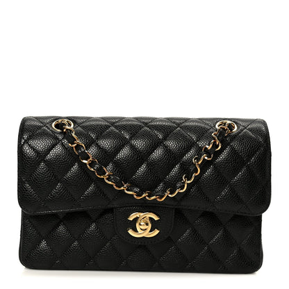Caviar Quilted Small Double Flap Black