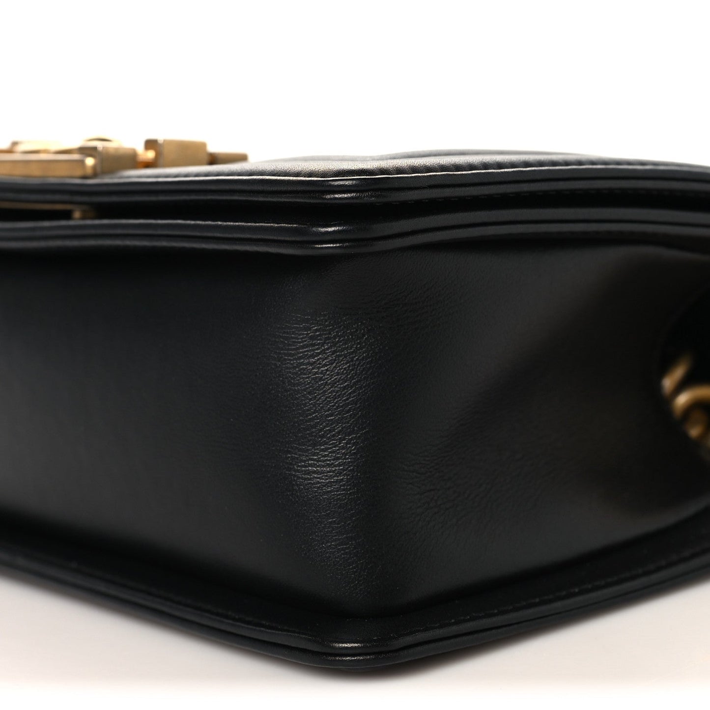 Calfskin Quilted Small Boy Flap Black