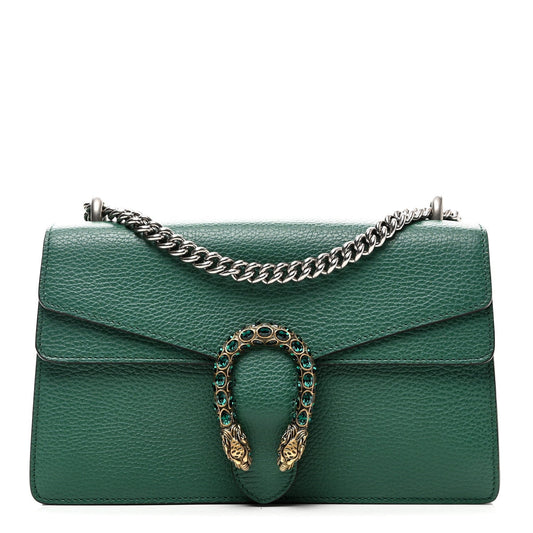 Pebbled Calfskin Small Dionysus Shoulder Bag Emerald