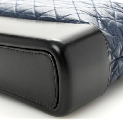 Aged Calfskin Quilted Large Gabrielle Hobo Navy Black
