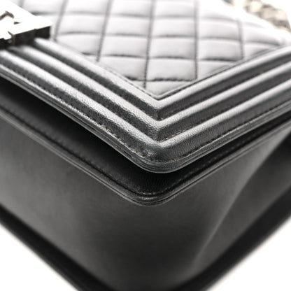 Lambskin Quilted Medium Boy Flap Black