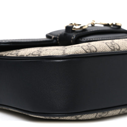 GG Supreme Monogram Horsebit 1955 Soft Small Shoulder Bag Beige Black