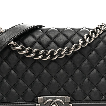 Calfskin Quilted Medium Boy Flap Black