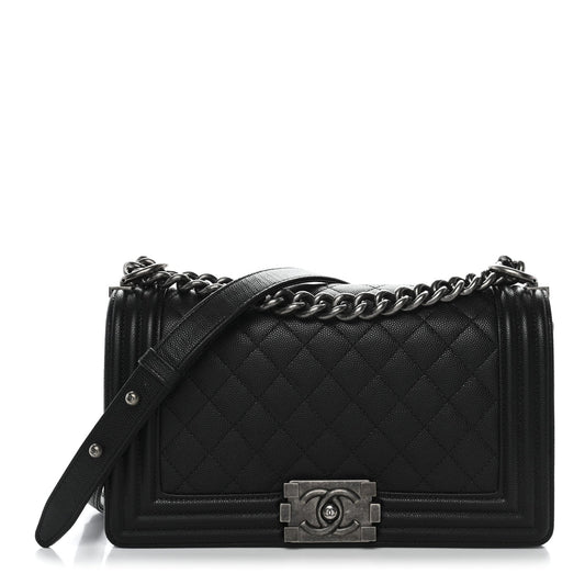 Caviar Quilted Medium Boy Flap Black
