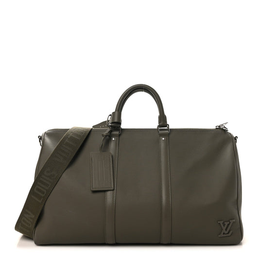 Grained Calfskin Aerogram Keepall Bandouliere 50 Khaki