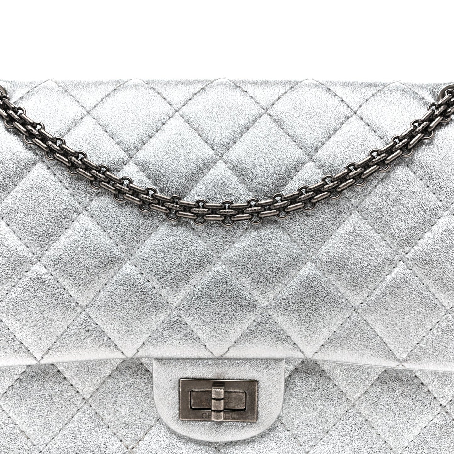 Metallic Lambskin Quilted 2.55 Reissue 226 Flap Silver