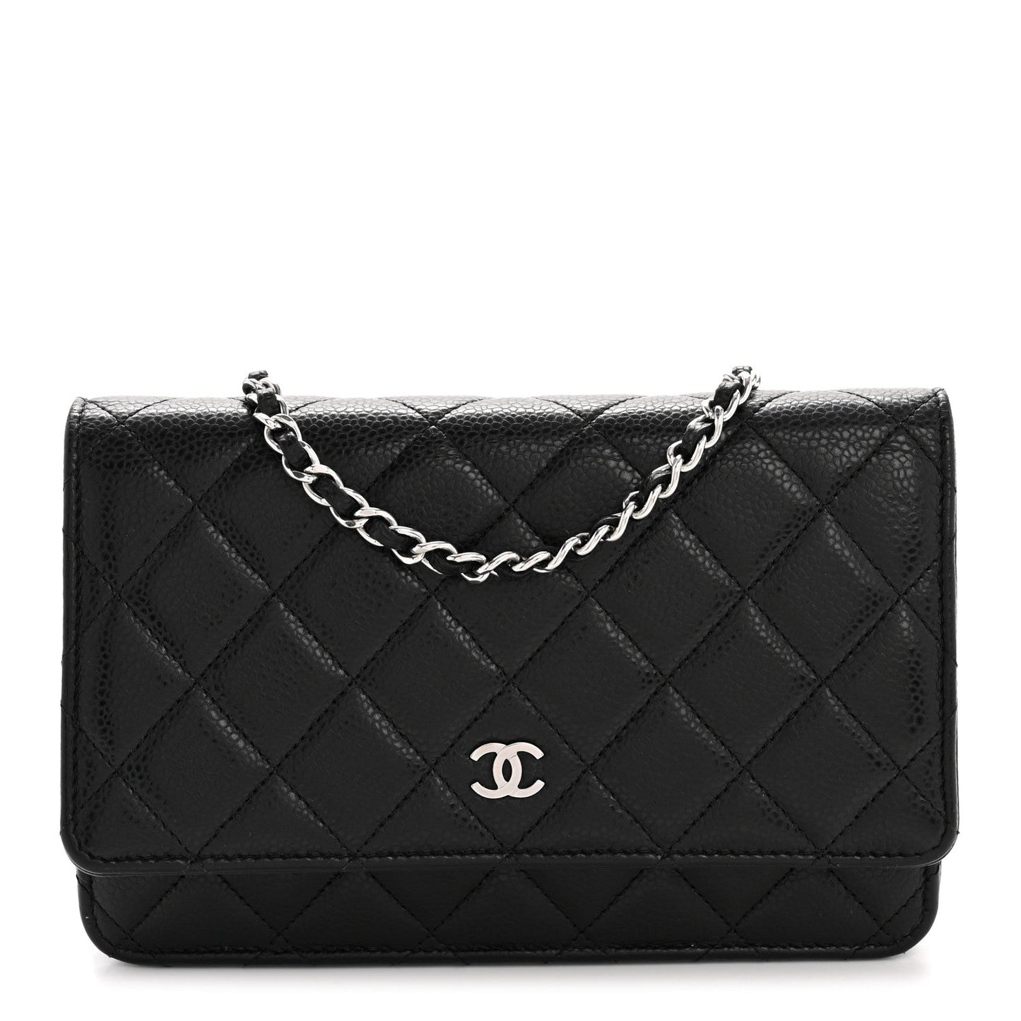 Caviar Quilted Wallet on Chain WOC Black