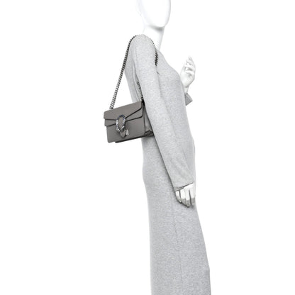 Dollar Calfskin Enamel Small Dionysus Shoulder Bag Dusty Grey Electric Blue