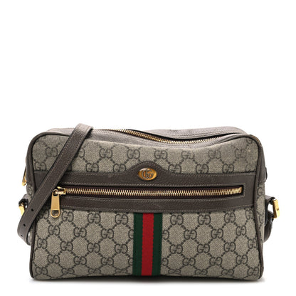 GG Supreme Monogram Web Small Ophidia Shoulder Bag Brown