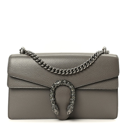 Pebbled Calfskin Small Dionysus Shoulder Bag Dusty Grey