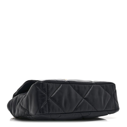 Lambskin Quilted Large Chanel 19 Flap Navy Blue