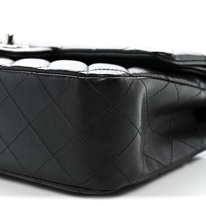 Lambskin Quilted Medium Double Flap Black