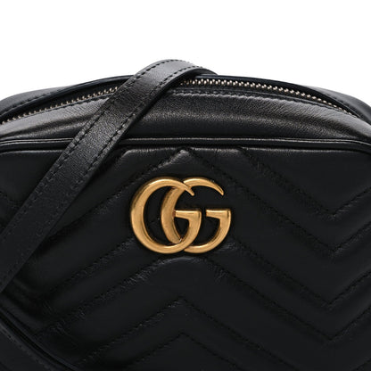 Calfskin Matelasse Mini GG Marmont Chain Shoulder Bag Black