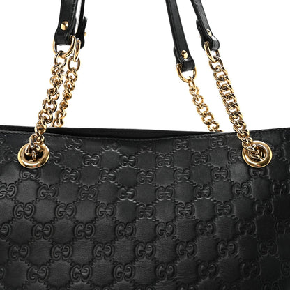 Guccissima Signature Medium Shoulder Tote Bag Black