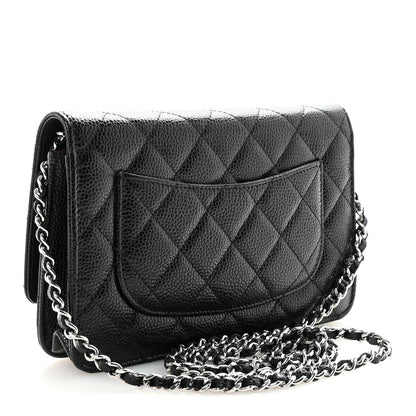 Caviar Quilted Wallet on Chain WOC Black
