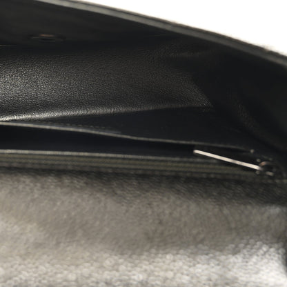 Metallic Caviar Quilted Mini Rectangular Flap Dark Grey