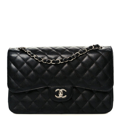 Caviar Quilted Jumbo Double Flap Black