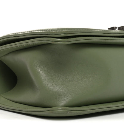Calfskin Chevron Quilted Medium Boy Flap Green