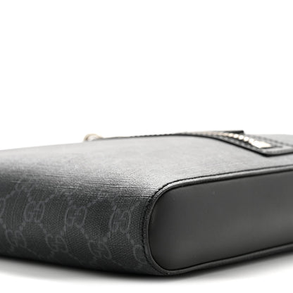 GG Supreme Monogram Web Small Flat Messenger Bag Black Grey