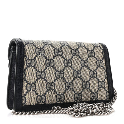 GG Supreme Monogram Textured Dollar Calfskin Super Mini Dionysus Shoulder Bag Beige Blue