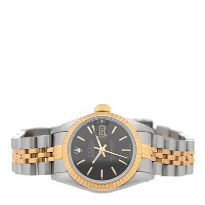 Stainless Steel 18K Yellow Gold 26mm Oyster Perpetual Datejust Watch Black 69173