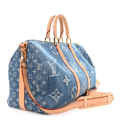 Denim Monogram New LV Remix Keepall Bandouliere 45 Blue