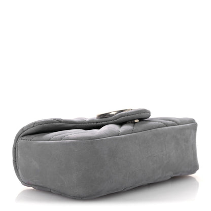 Nubuck Matelasse Mini GG Marmont Shoulder Bag Grey