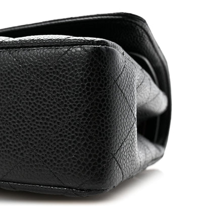 Caviar Quilted Medium Double Flap Black