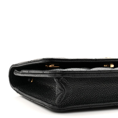 Caviar Quilted Wallet on Chain WOC Black
