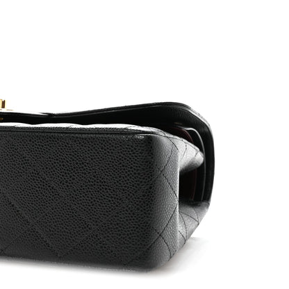 Caviar Quilted Jumbo Double Flap Black