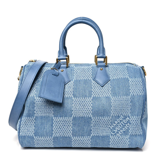Damier Denim 3D Speedy Bandouliere 30 Denim Blue