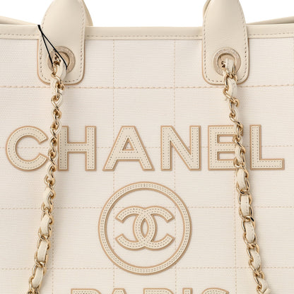 Cotton Medium Deauville Tote White