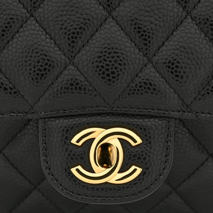 Caviar Quilted Medium Double Flap Black