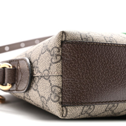 GG Supreme Monogram Textured Dollar Calfskin Web Small Ophidia Dome Shoulder Bag Beige Ebony New Acero