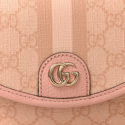 GG Supreme Monogram Textured Dollar Calfskin Mini Ophidia Flap Shoulder Bag Rose Pink