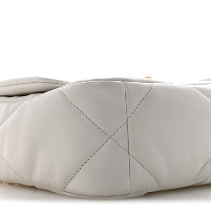Goatskin Quilted Medium Chanel 19 Flap White