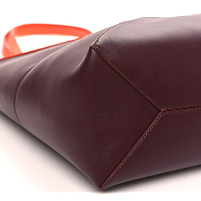 Shiny Calfskin Medium Puzzle Fold Tote Burgundy Orange