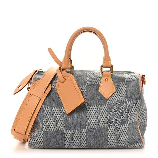 Damier Denim 3D Speedy Bandouliere 25 Bleu