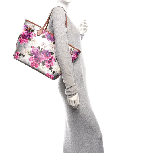 Metallic Monogram LV Garden Neverfull MM Silver