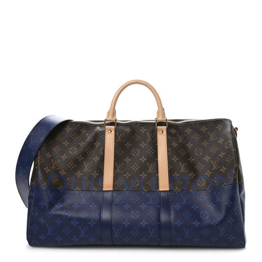 Monogram Split Keepall Bandouliere 50 Pacific Blue
